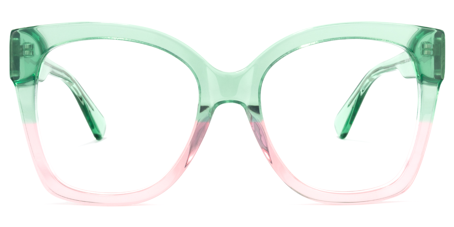 Tyson Square Green-Pink Glasses | ZEELOOL UK0