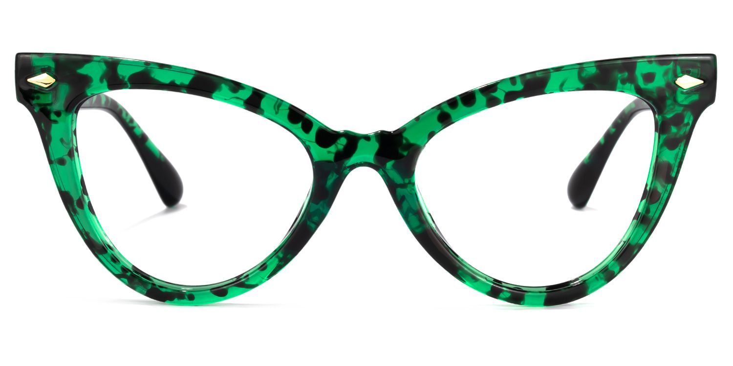 Colla Green-Floral Eyeglasses and Cat Eye Wide Frames0