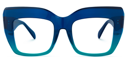Charmaine Blue-Green Square Glasses0