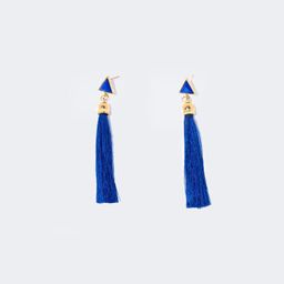 Vogue Bohemian Style Blue Tassel Earrings1