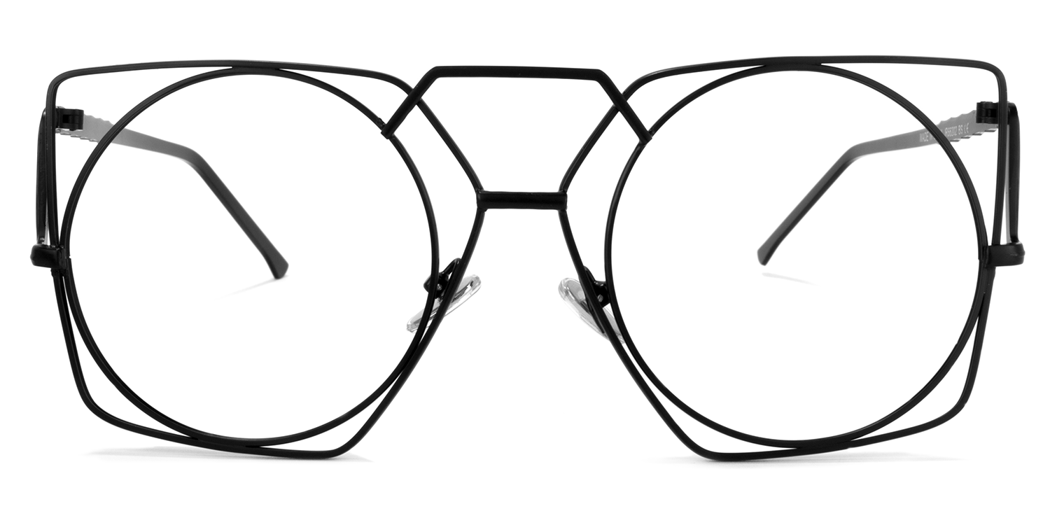 Evette Geometric Black Glasses | ZEELOOL UK0