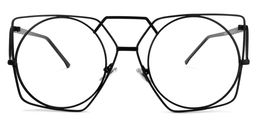 Evette Geometric Black Glasses0