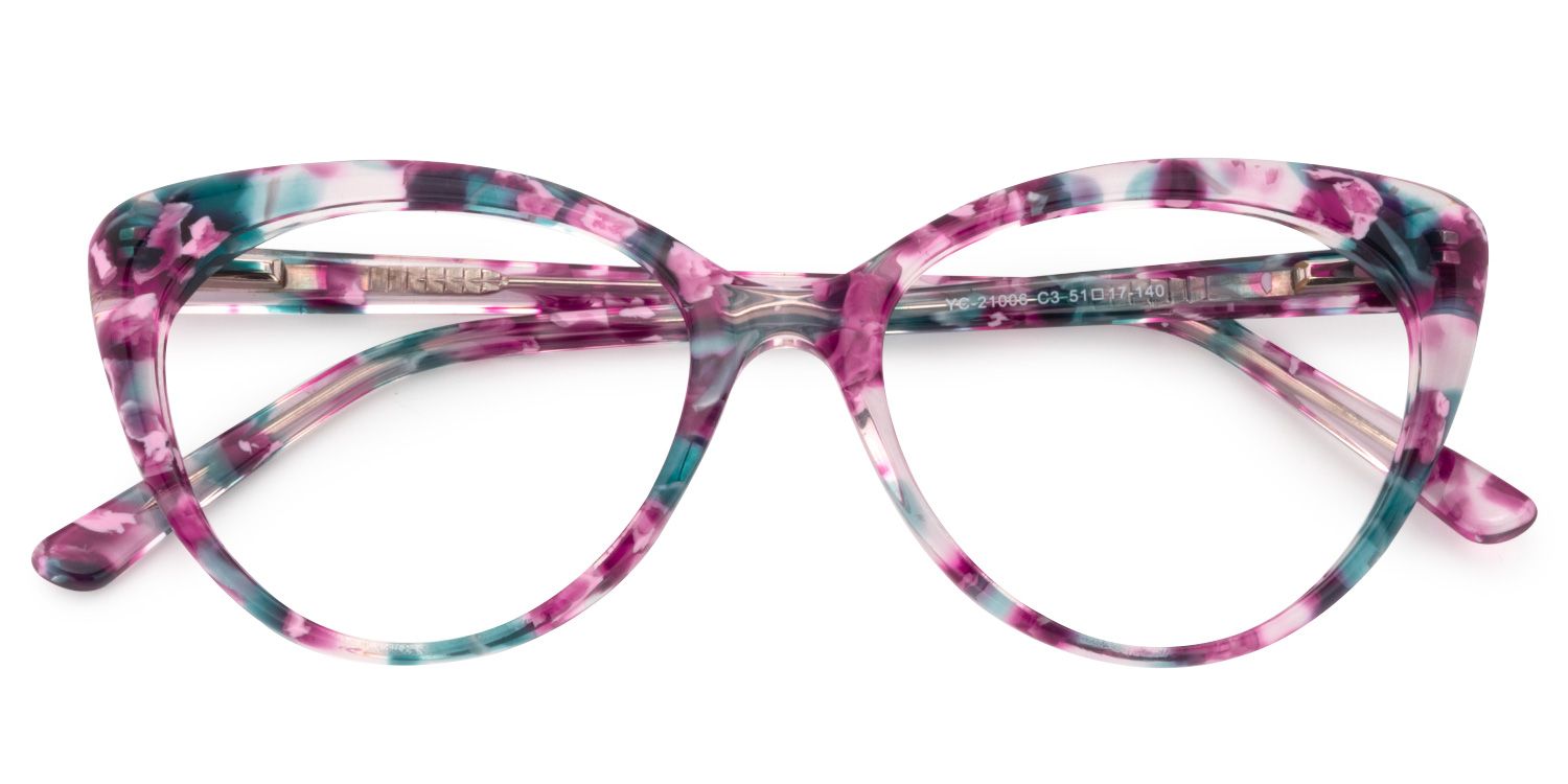 Cat Eye Purple Pattern Glasses | ZEELOOL UK1