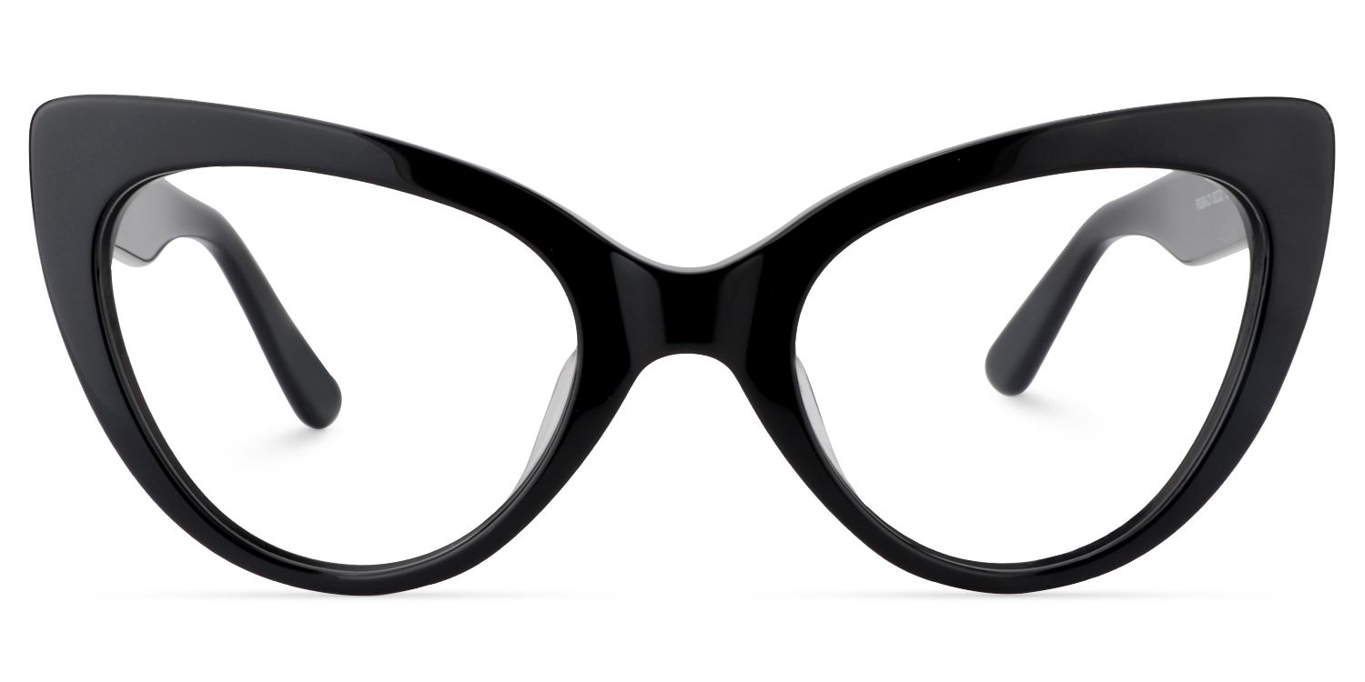 Claudette Cat Eye Pure Black Frame Glasses | ZEELOOL UK0