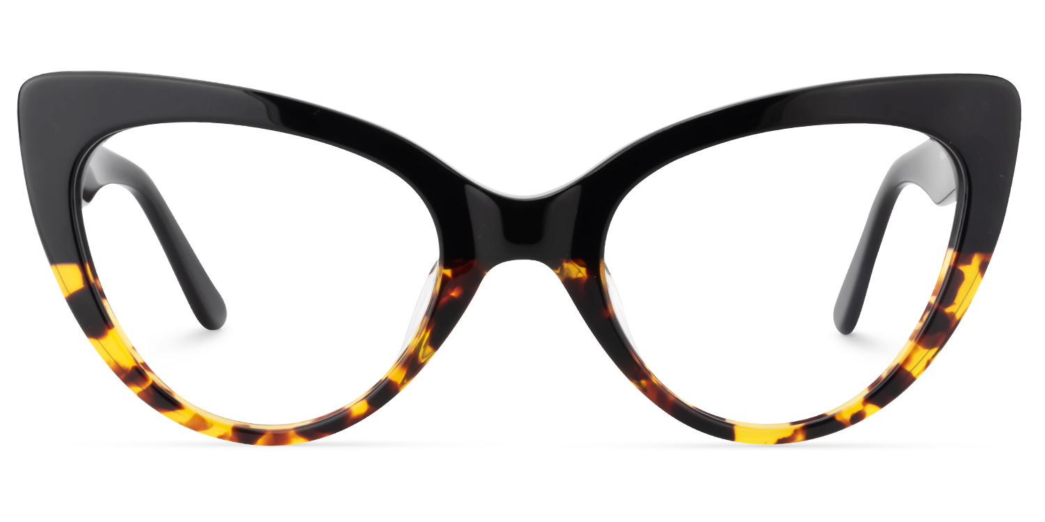 Claudette Cat Eye Glasses with Yellow Tortoise Frames0