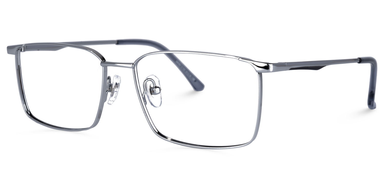 Tyrone Rectangle Silver Glasses | ZEELOOL UK1