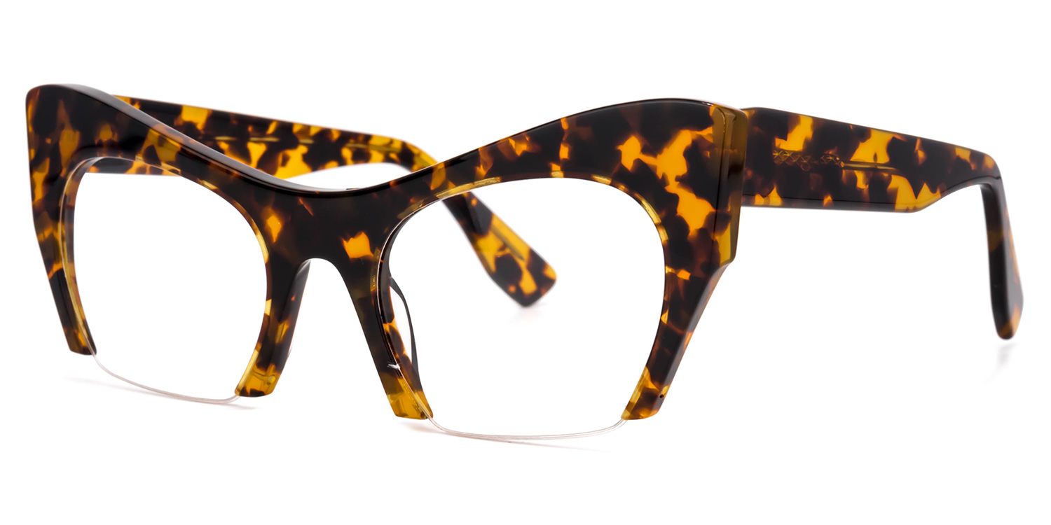 Kyle Cat Eye Yellow Tortoise Glasses | ZEELOOL UK2