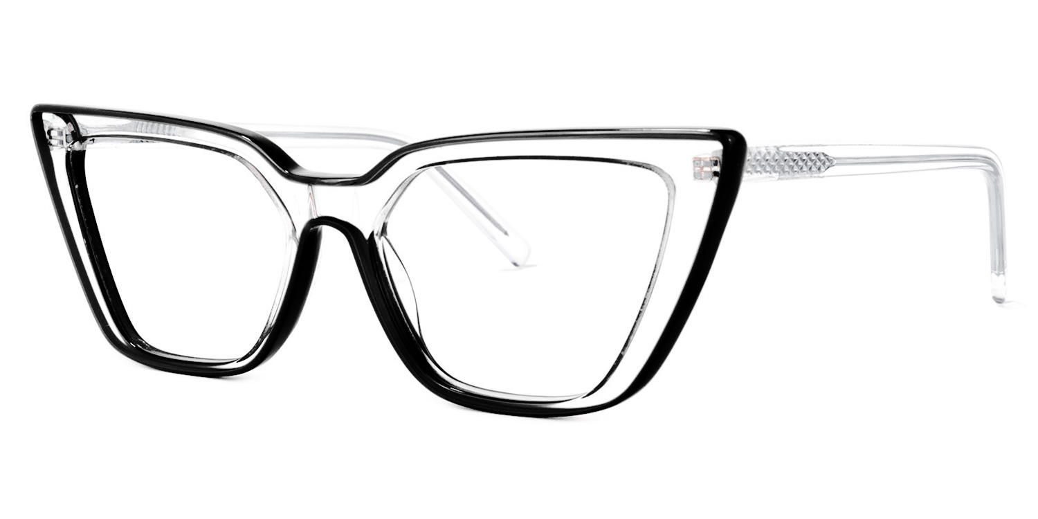 Yosef Cyber Women Black and Clear Cat Eye Frames Glasses1
