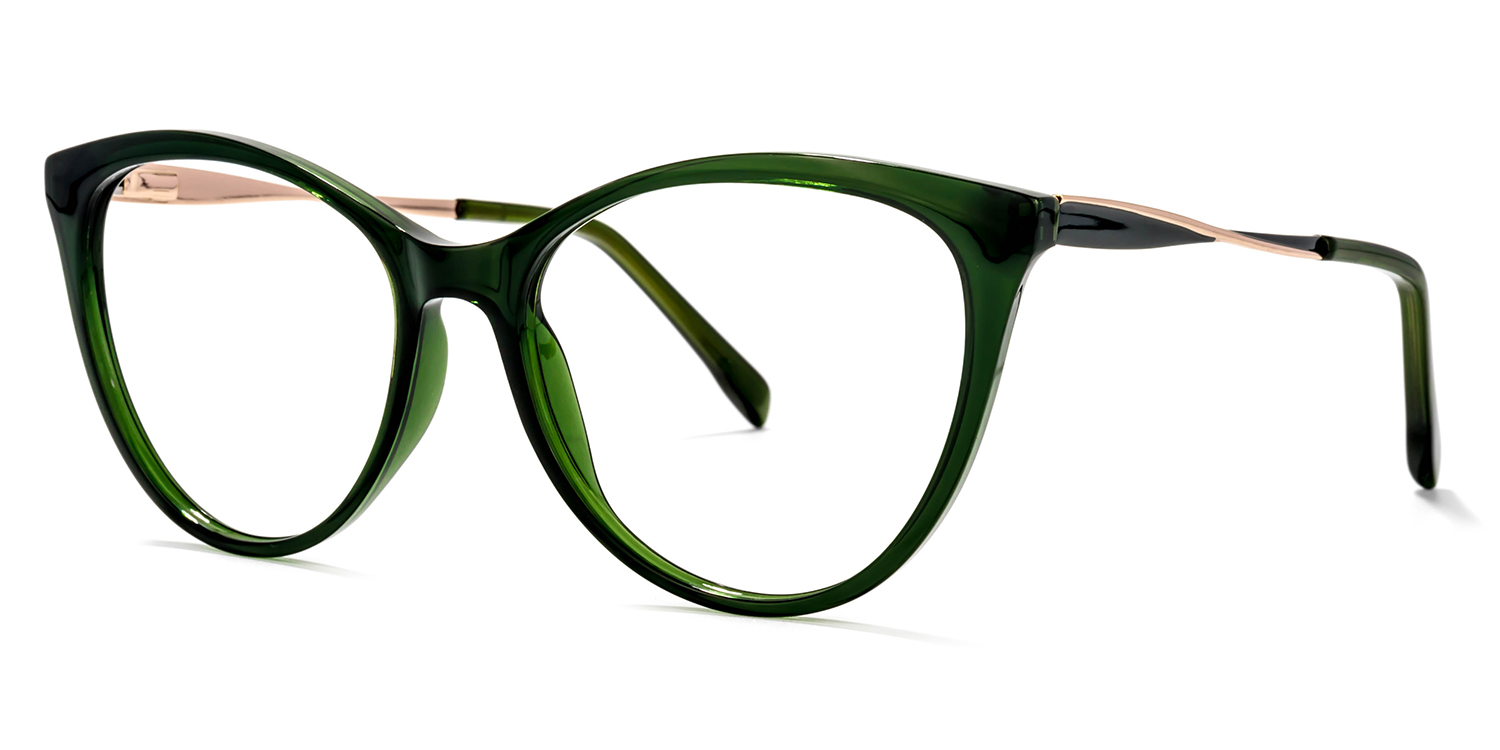 Frances Cateye Dark-Green Glasses | ZEELOOL UK2