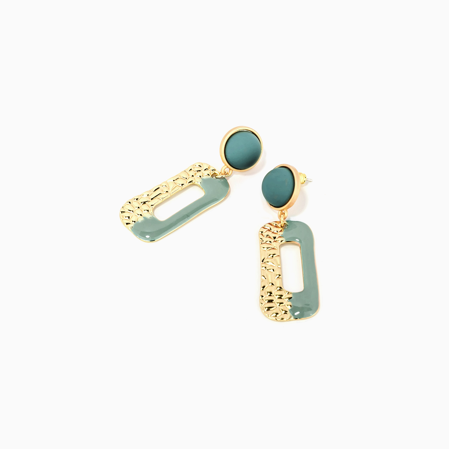 Stylish Rectangle Blue-Gold Earrings | ZEELOOL UK0