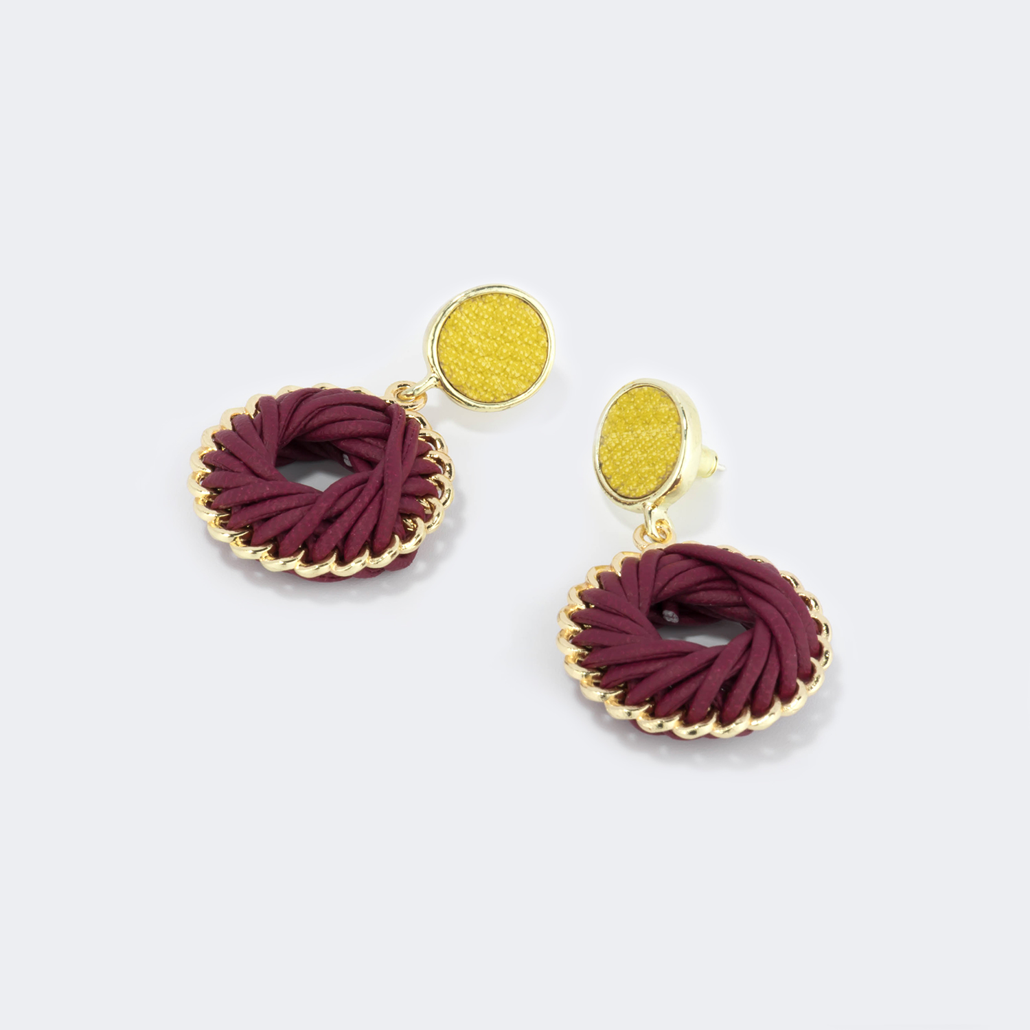 Stylish Weave Dark-Red Earrings0