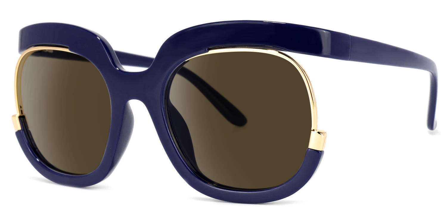 Darice Round Dark-Blue Sunglasses