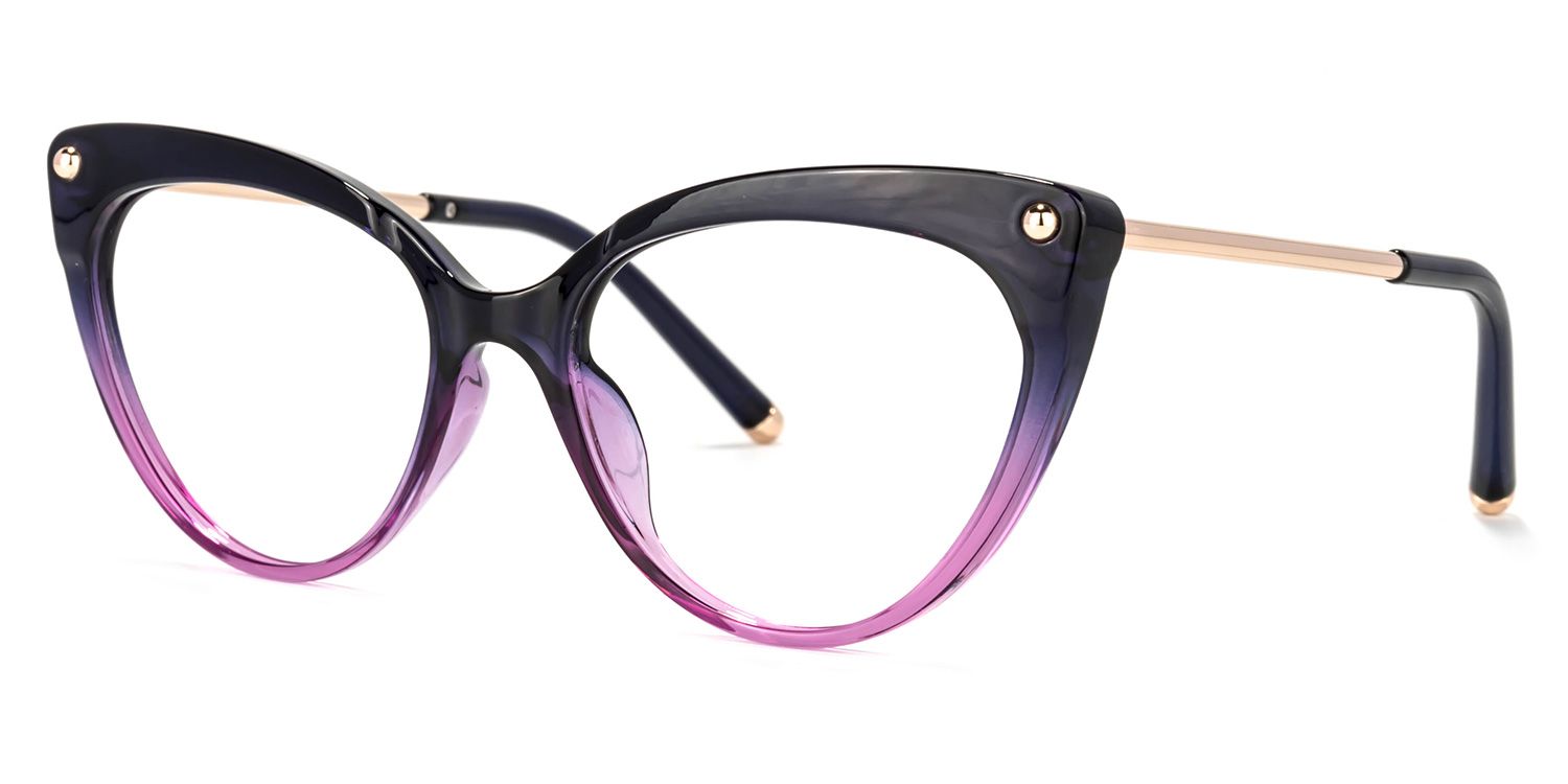 Alivia Cat Eye Purple Gradient Frame Glasses | ZEELOOL UK2