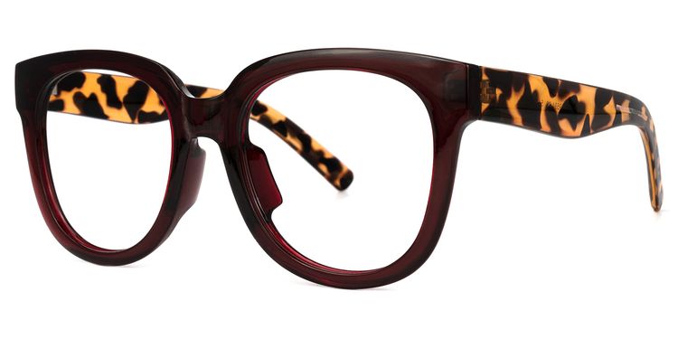 Harrell Dark-Red Square Glasses