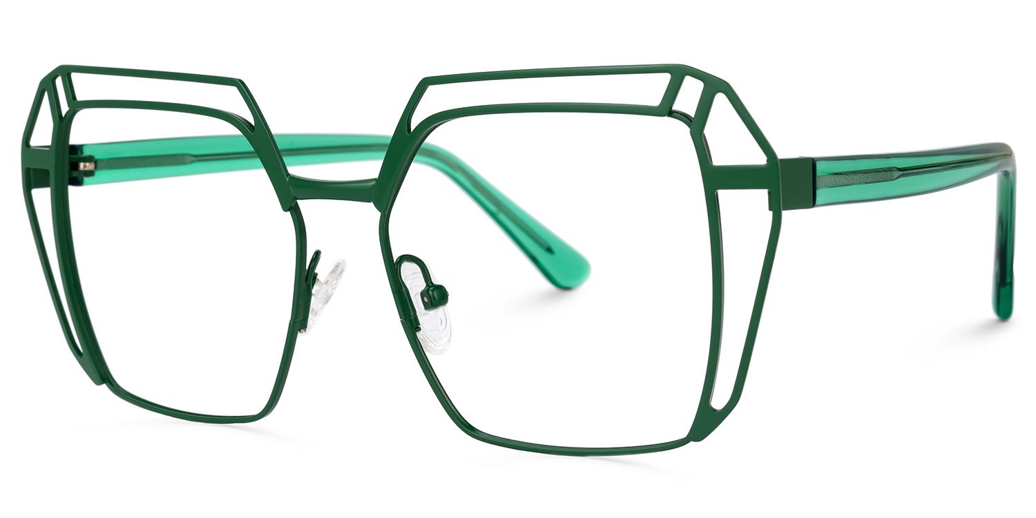 Murray Geometric Green Glasses | ZEELOOL UK1