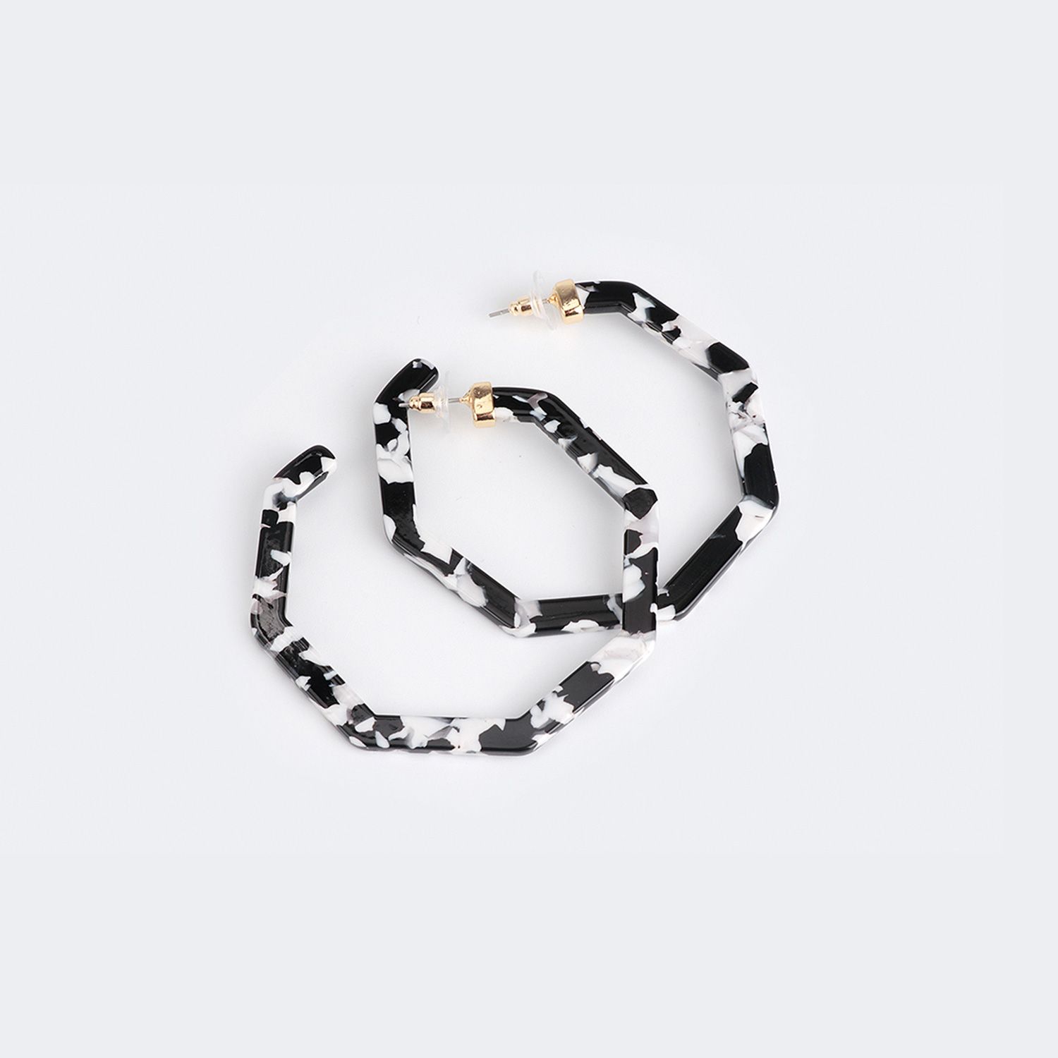 Vintage Octagon Shaped Black Earrings | ZEELOOL UK0