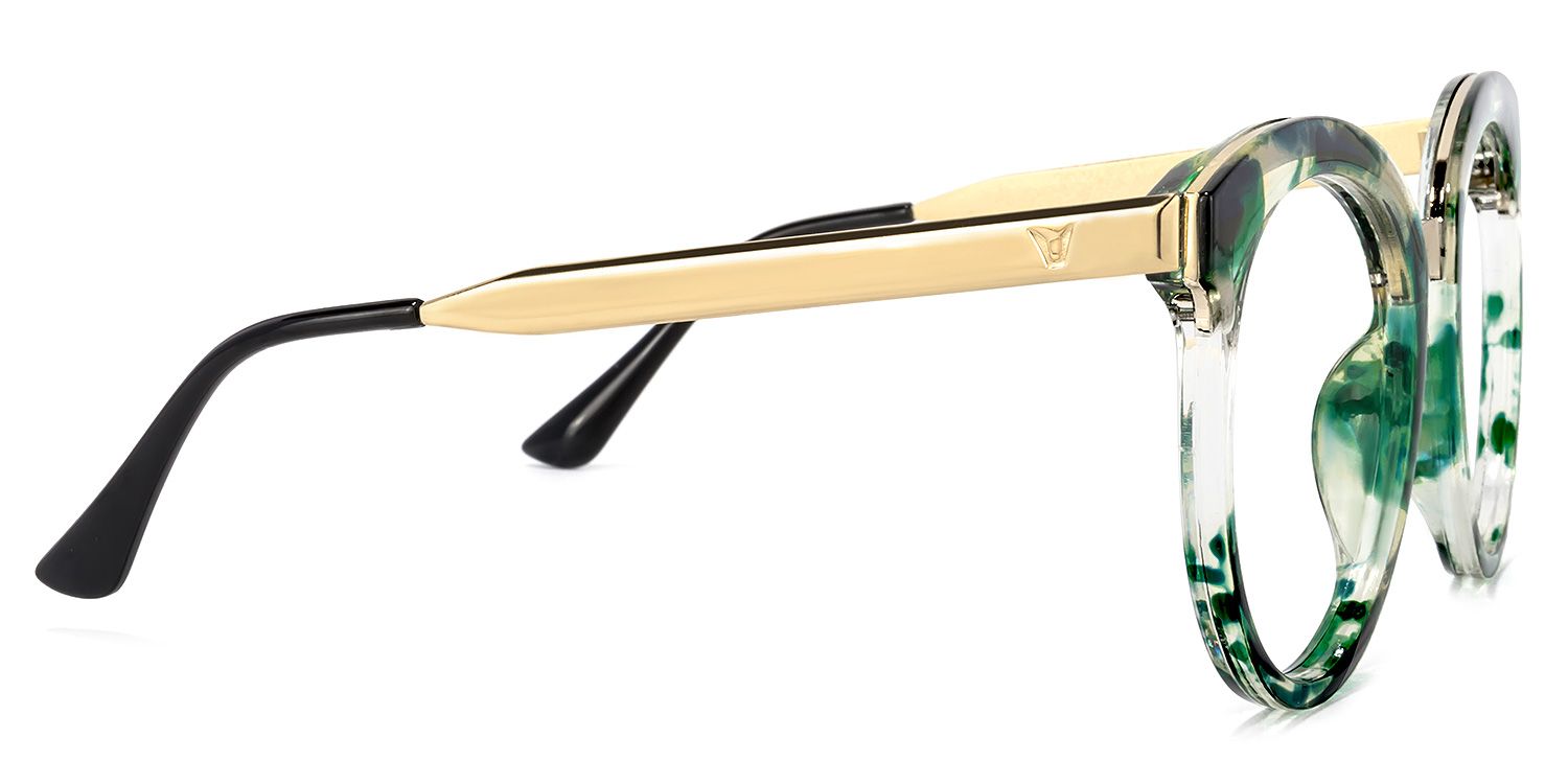 Penny Round Green-Floral Glasses | ZEELOOL UK3