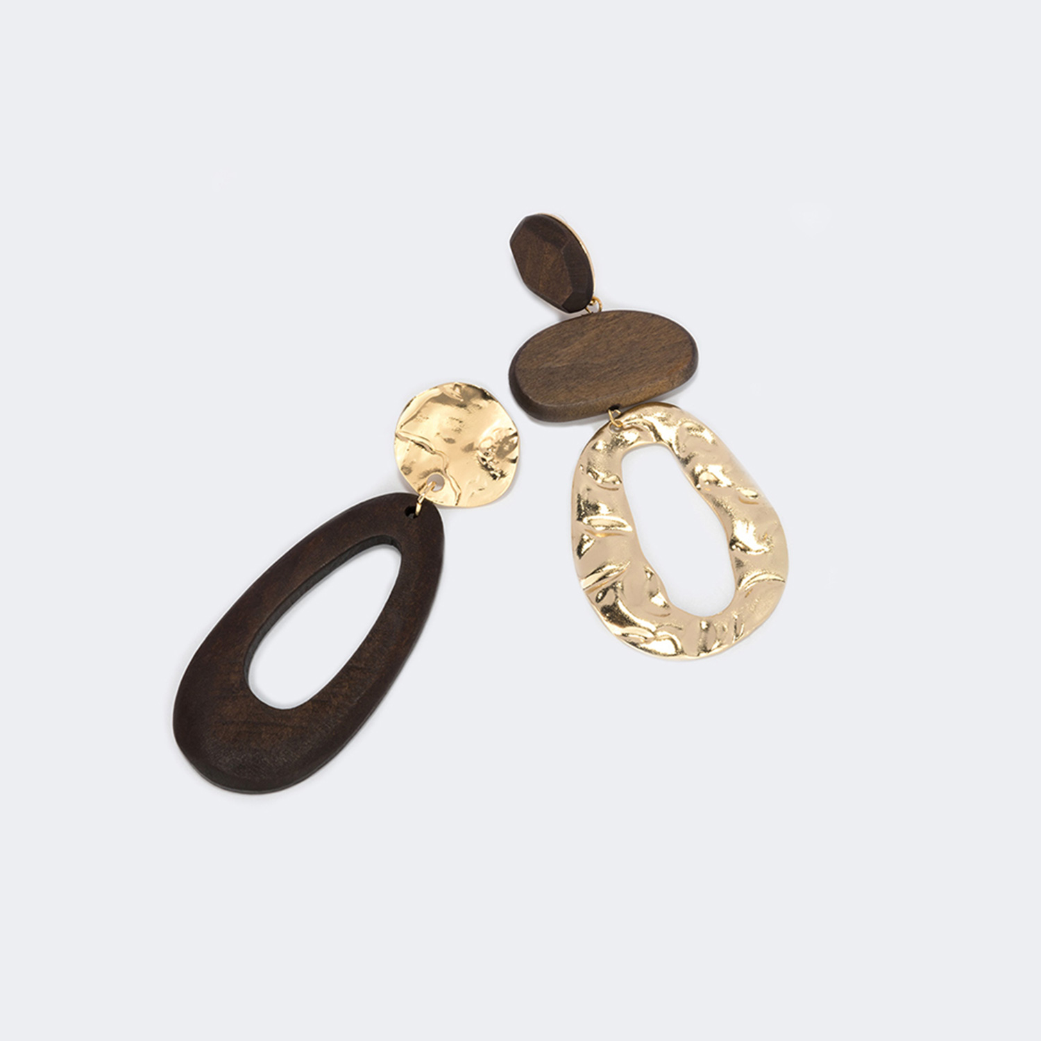 Vintage Asymmetric Water-Drop Shape Nut-Brown Earrings | ZEELOOL UK0