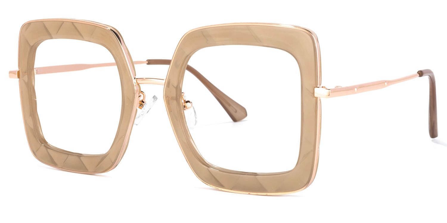 Tucker Square Beige Glasses | ZEELOOL UK1