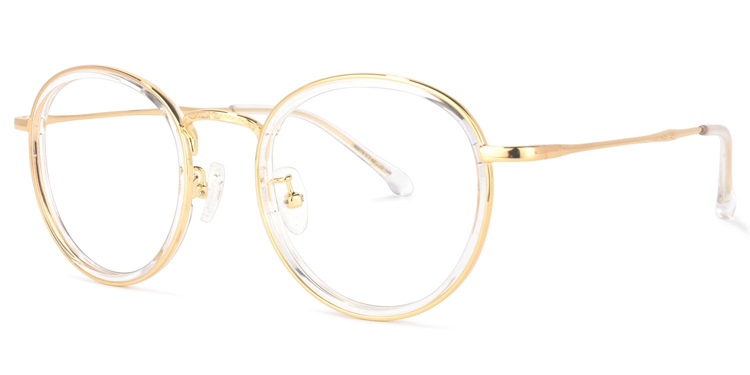 Yahya Round Gold-Clear Glasses | ZEELOOL UK1