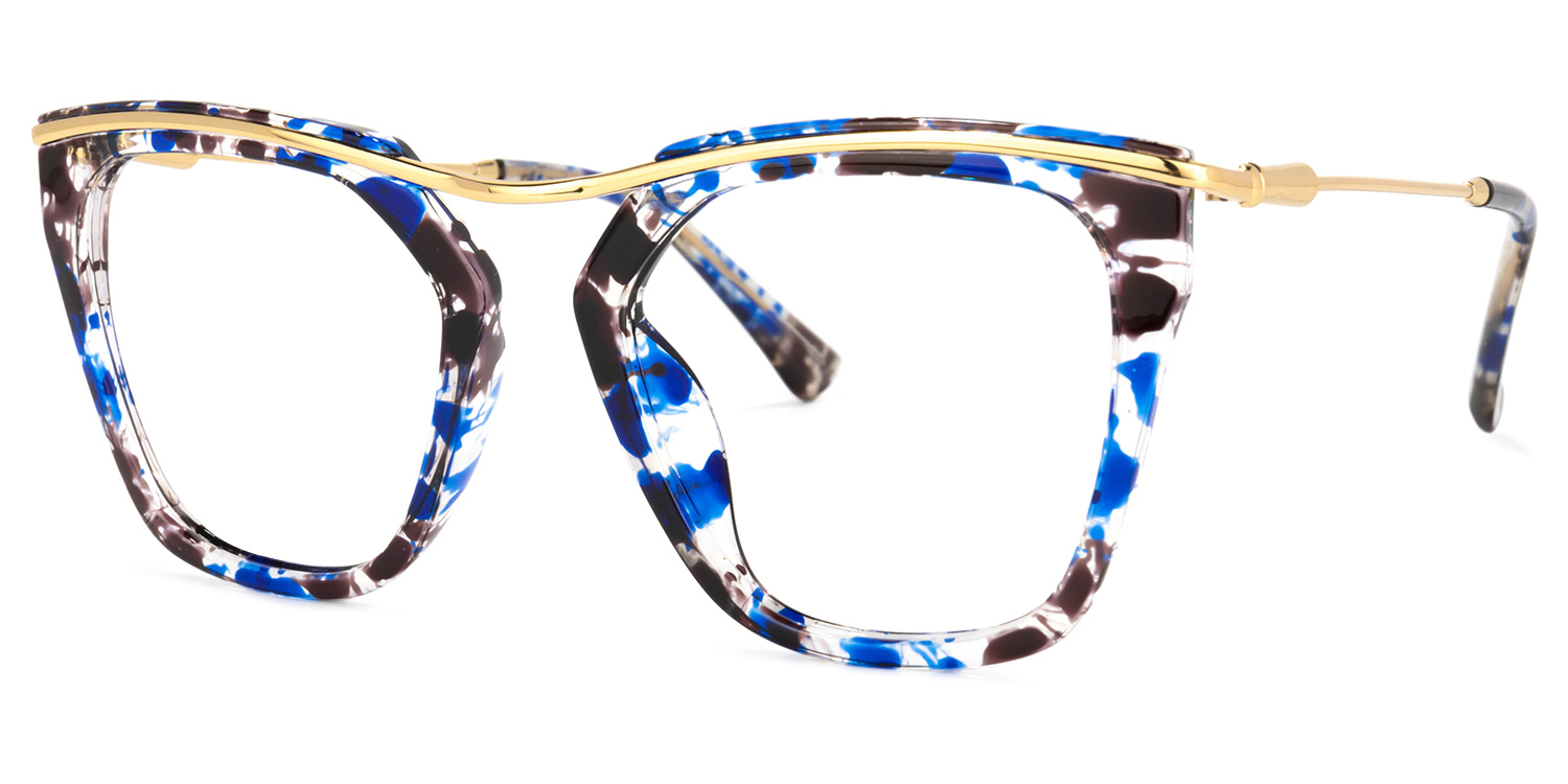Yadiel Geometric Blue-Floral Glasses | ZEELOOL UK4