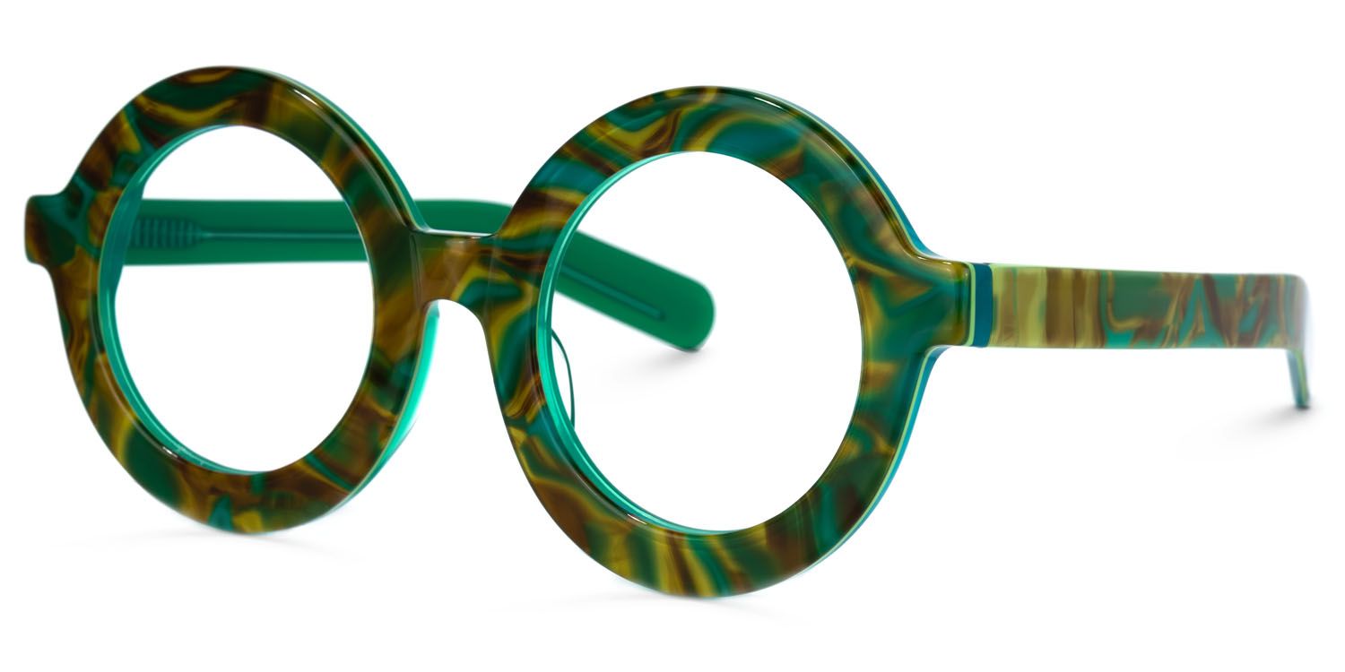 Calhoun Round Green-Floral Glasses | ZEELOOL UK1