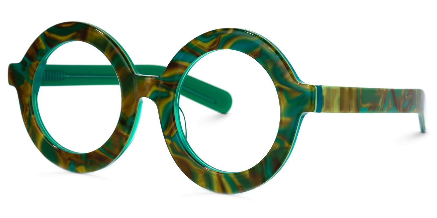 Calhoun Round Green-Floral Glasses | ZEELOOL UK1