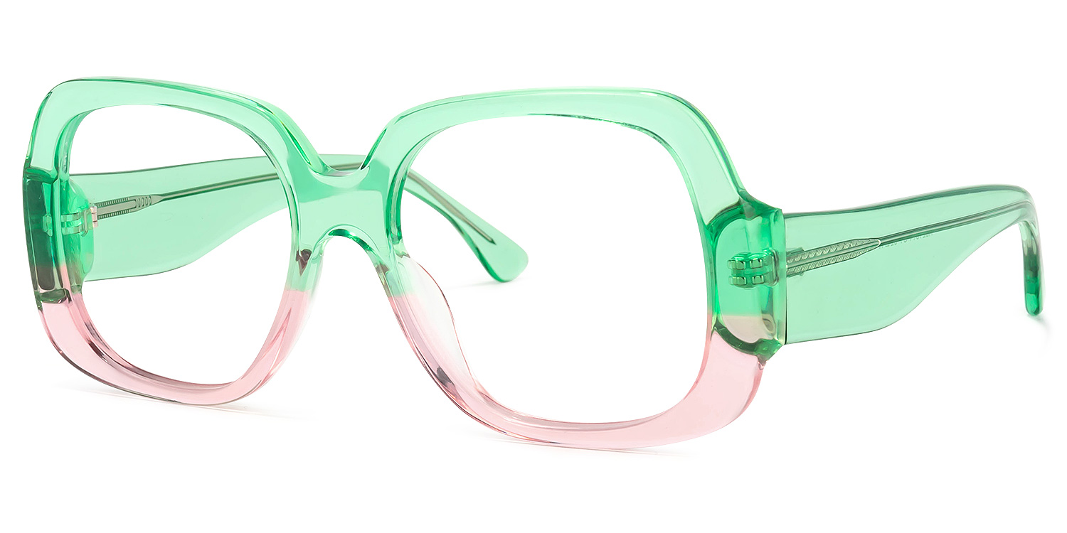 Erkrath Square Green-Pink Glasses | ZEELOOL UK1
