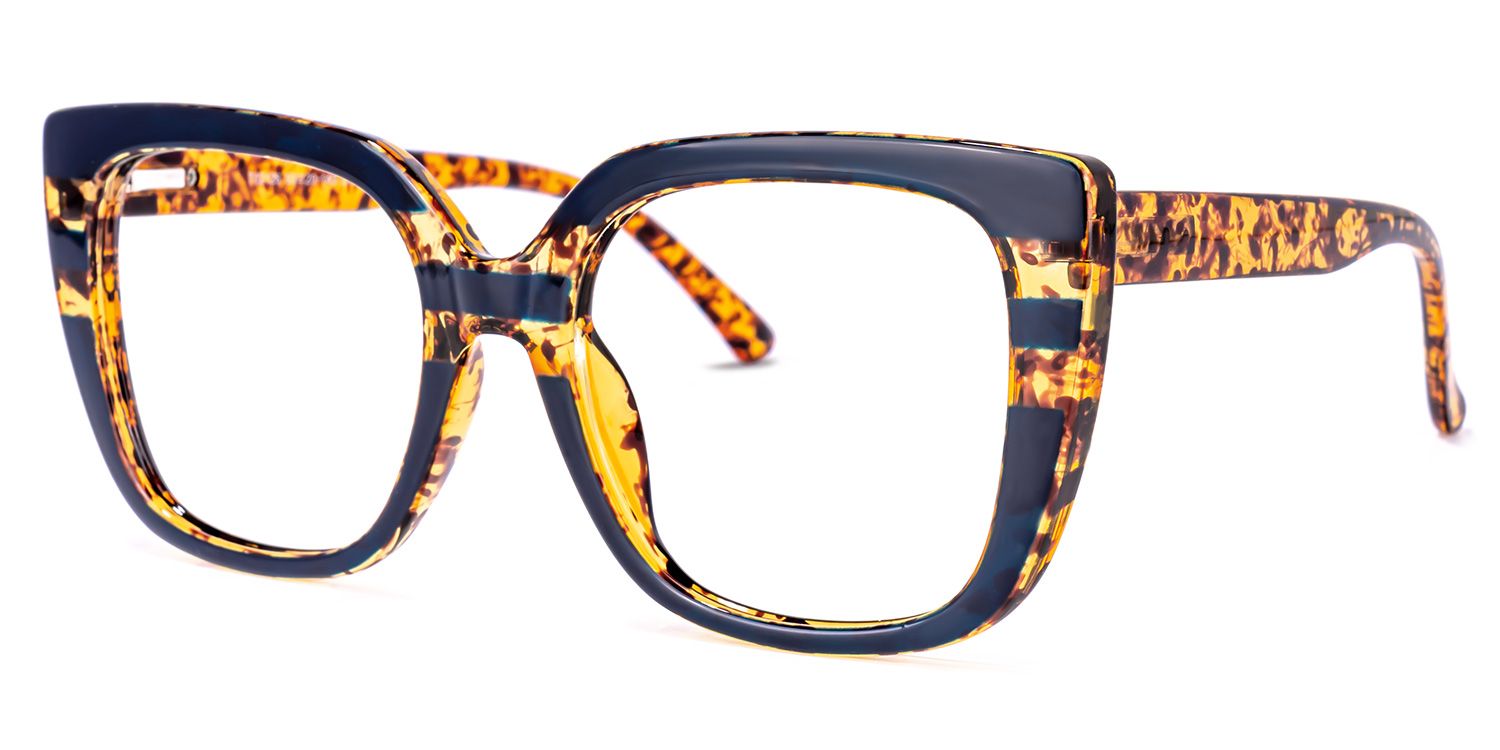 Brenda Square Dark-Blue Eyeglasses and Tortoise Frame3