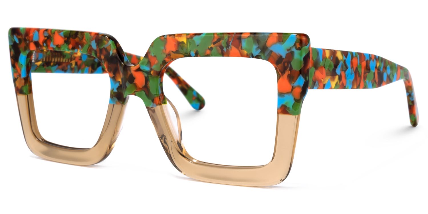 Brandon Eyeglasses -Square Beige Two-Tone Frame1