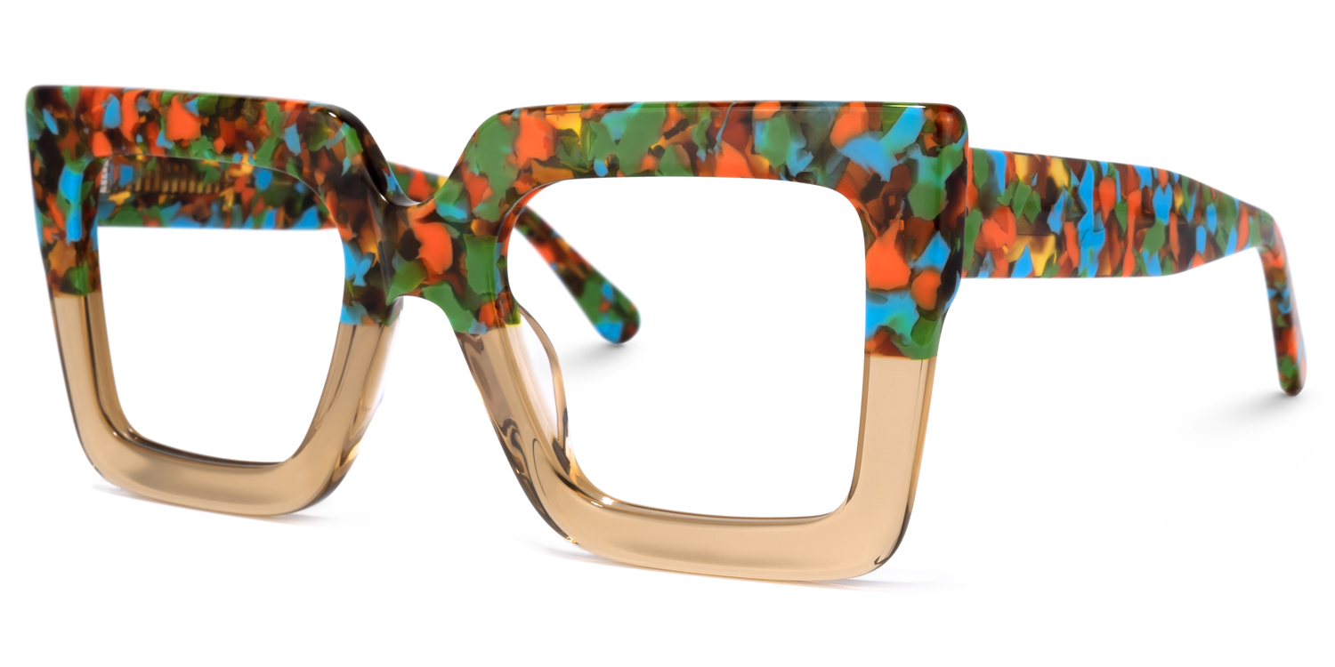 Brandon Eyeglasses -Square Champagne Two-Tone Frame1
