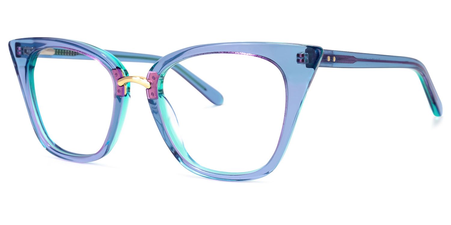 Martha Cat Eye Light-Blue Glasses | ZEELOOL UK1