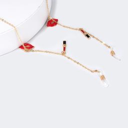 Stylish Red-Lips Lipstick Gold Chain1