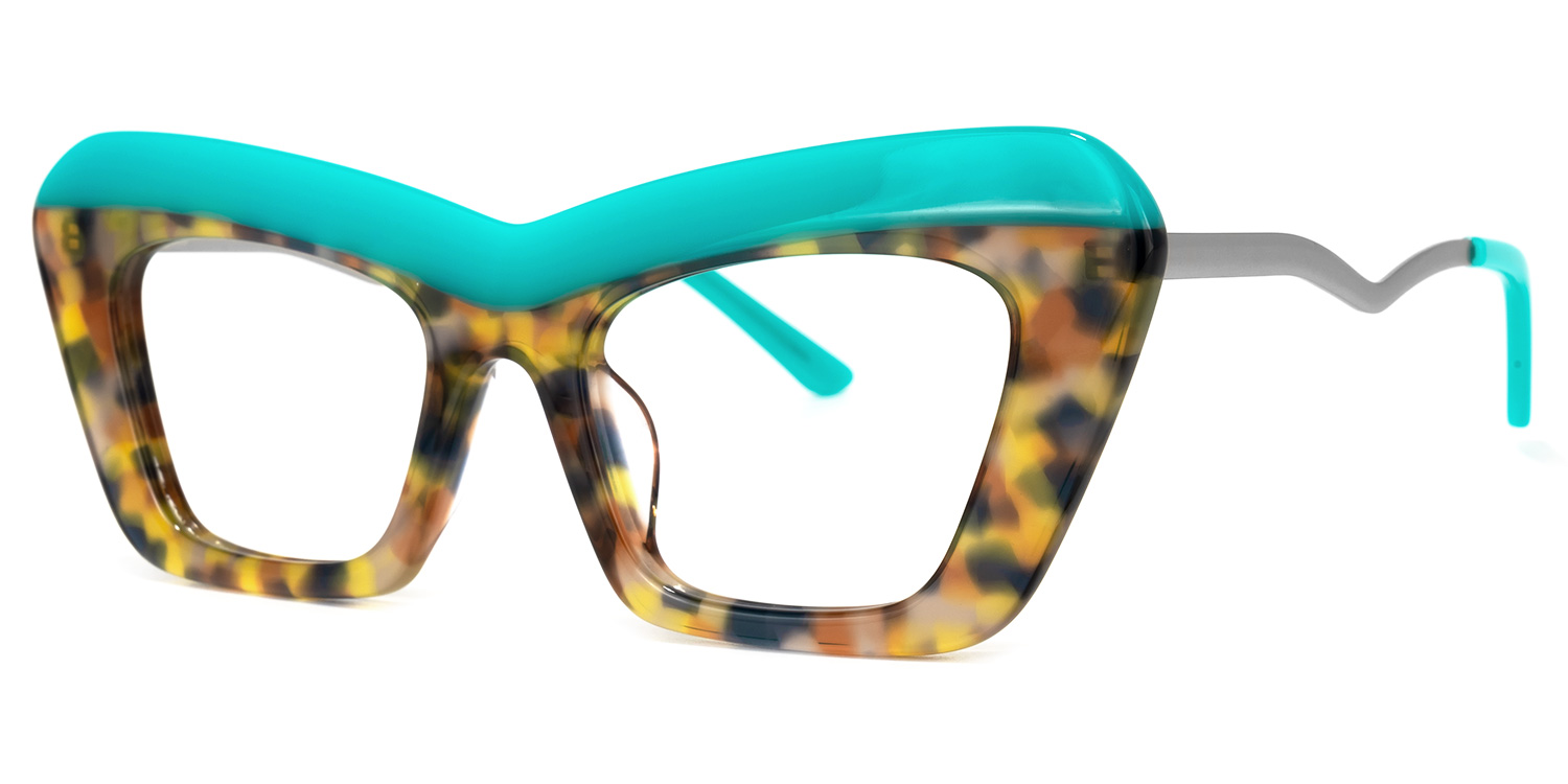Notes Cateye Turquoise Glasses | ZEELOOL UK1