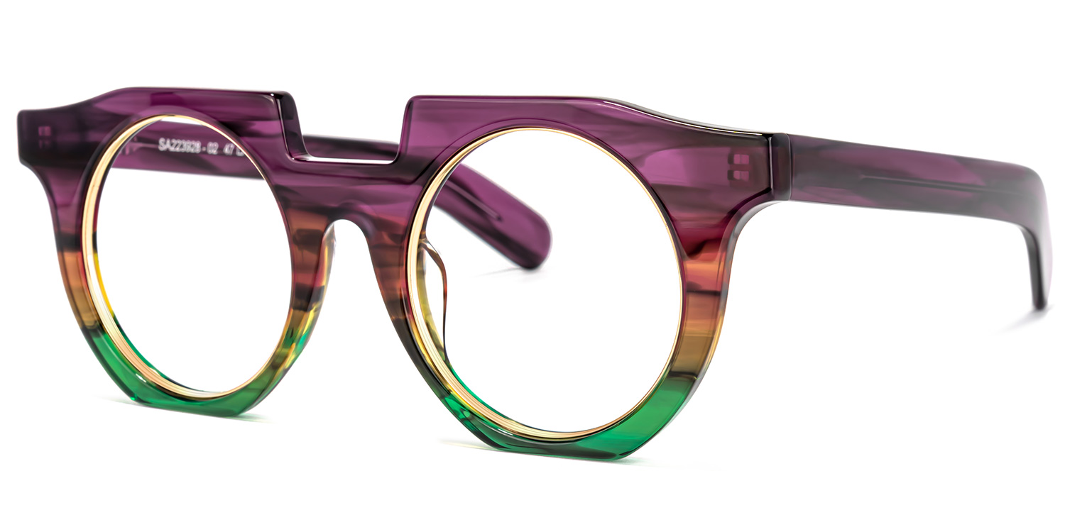 Mckoy Geometric Purple-Green Glasses1