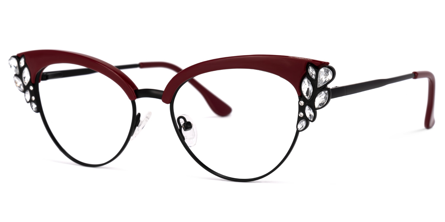 Hearn Cat Eye Dark-Red Glasses | ZEELOOL UK1