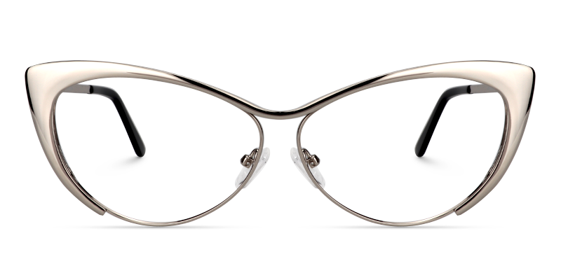 Ellen Cat eye Silver Eyeglasses and Metal Browline Frame0