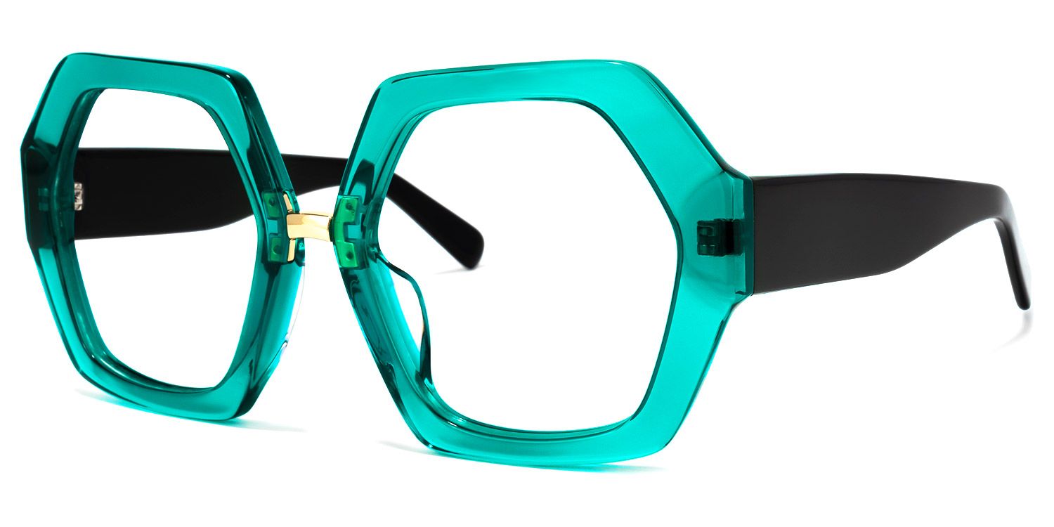 Otero Geometric Peacock-Blue Glasses | ZEELOOL UK1