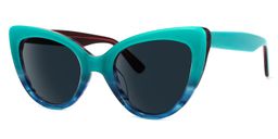 Claudette Cat Eye Blue-Green Sunglasses1