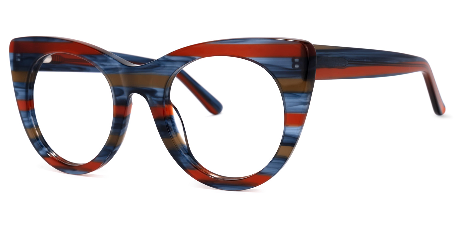 Aronia Cateye Blue-Red Glasses | ZEELOOL UK1