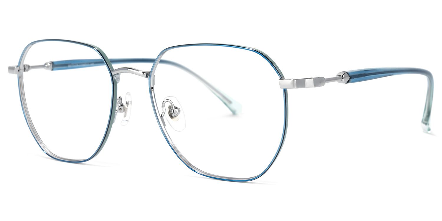 Veronica Geometric Blue Glasses | ZEELOOL UK1