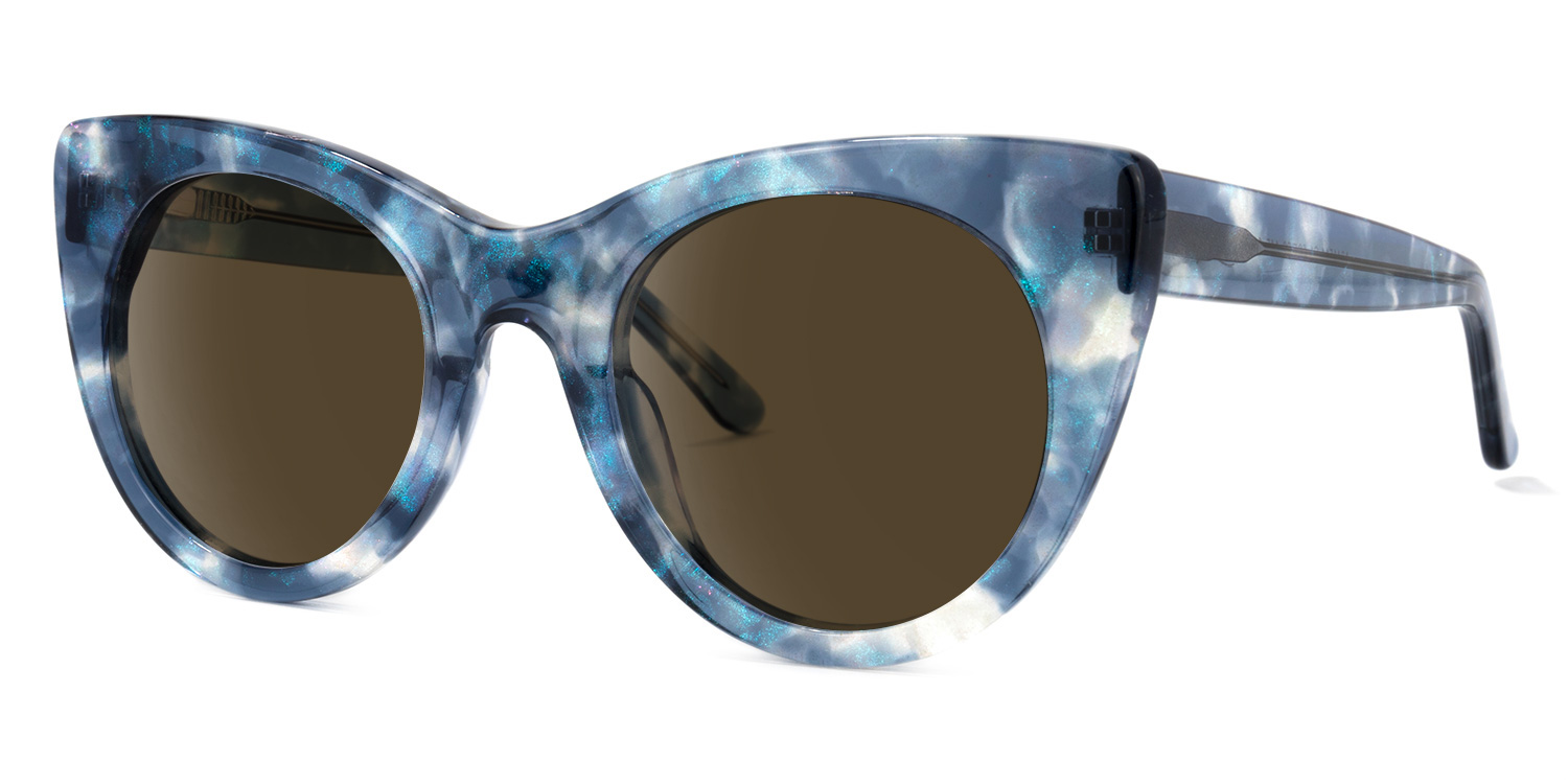 ZEELOOL Starry Cateye Blue Sunglasses