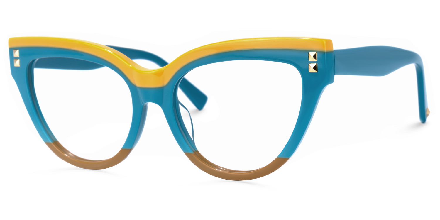Cascata Cateye Peacock-Blue Glasses | ZEELOOL UK1