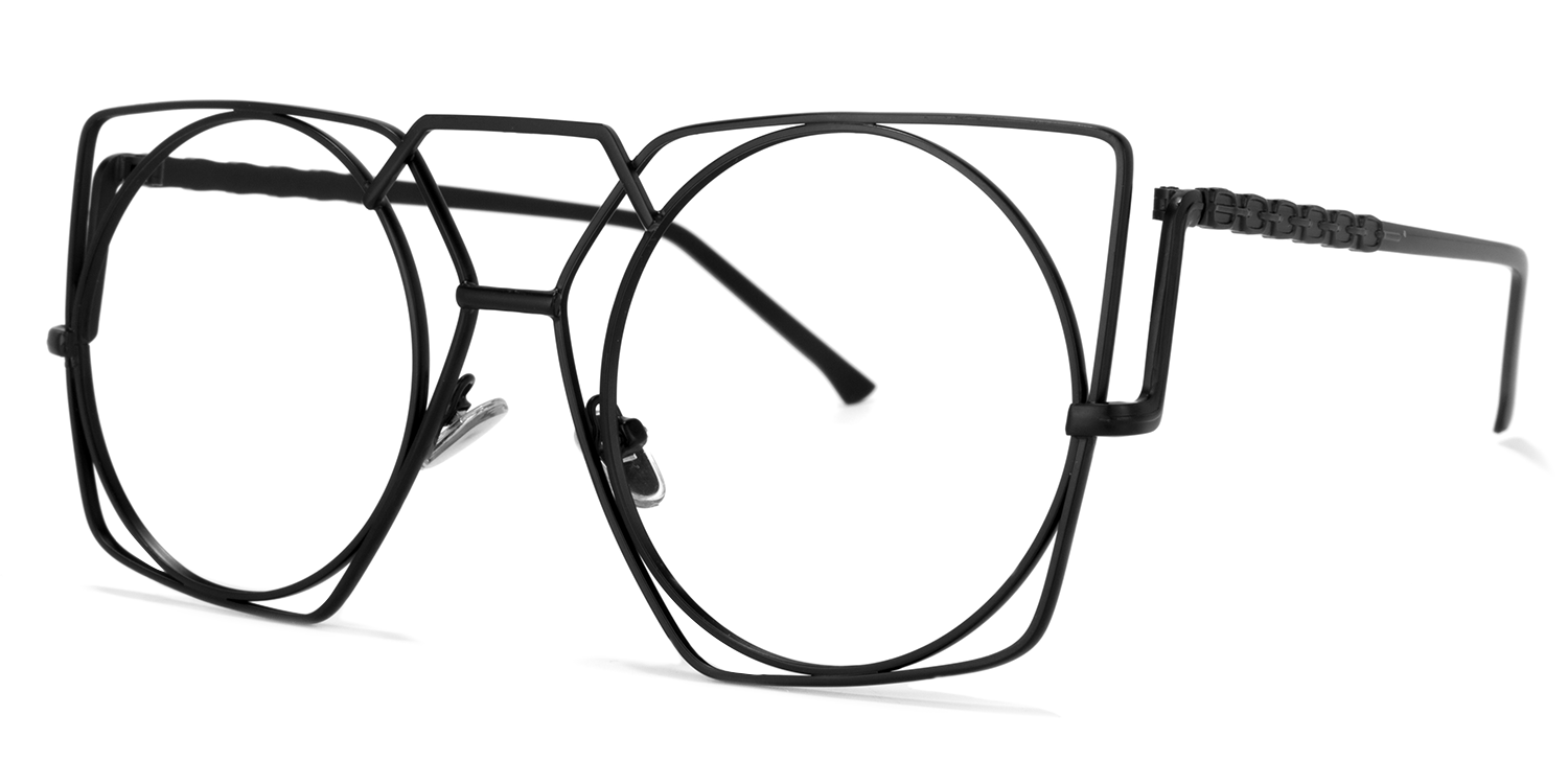 Evette Geometric Black Glasses | ZEELOOL UK1