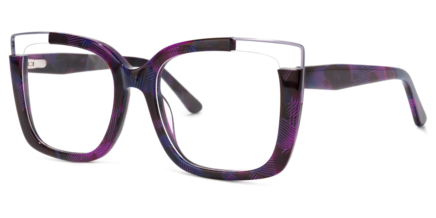 Dortch Square Purple-Floral Frame Glasses | ZEELOOL UK1