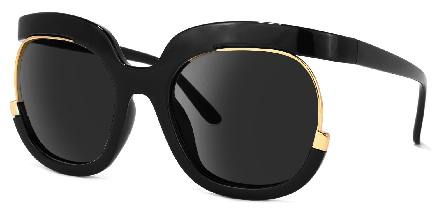 ZEELOOL Darice Round Black Sunglasses