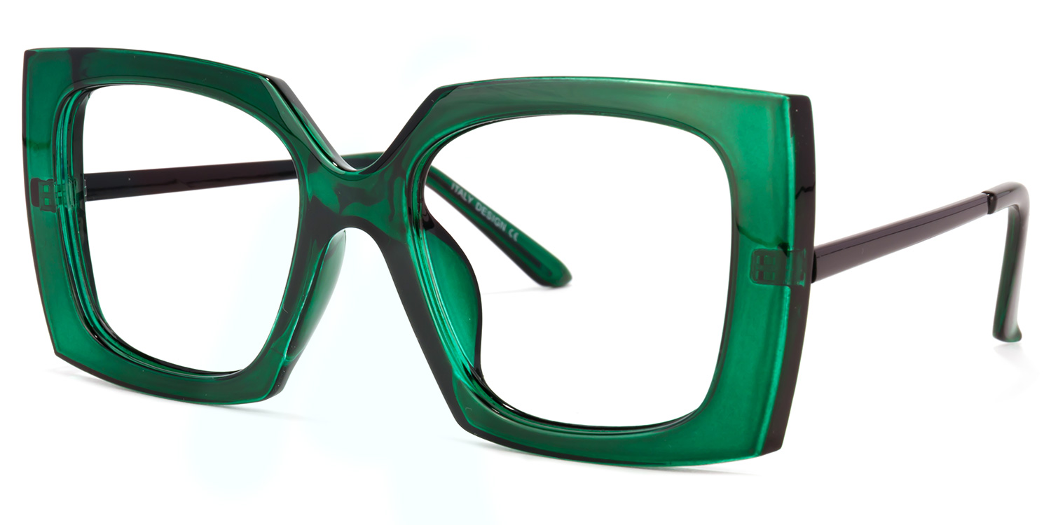 Landen Square Dark-Green Glasses | ZEELOOL UK2