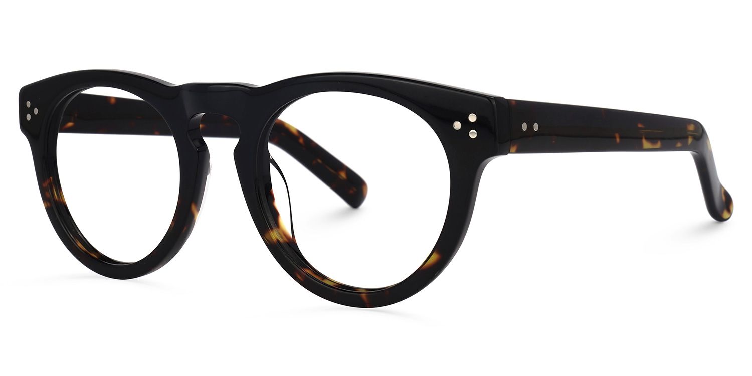 Malloy Round Black and Tortoise Eyeglasses and Frames1