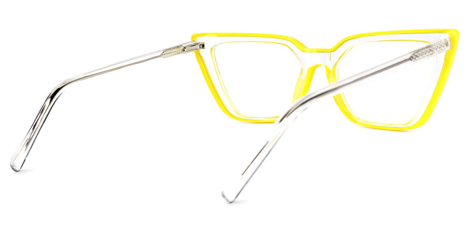 Yosef Clear Yellow Cat Eye Frame Glasses, Cyber Eyeglasses3