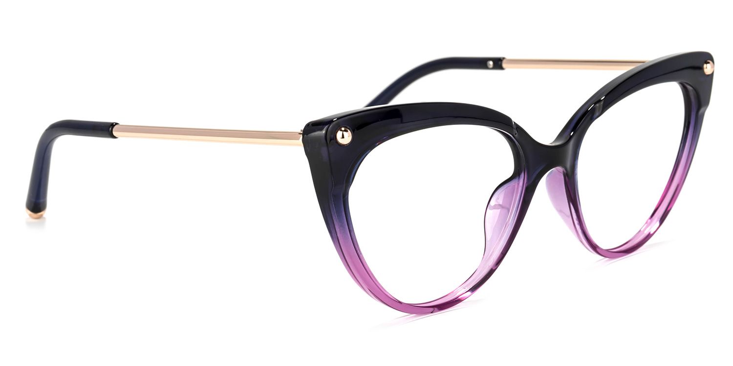 Alivia Cat Eye Purple Gradient Frame Glasses | ZEELOOL UK1